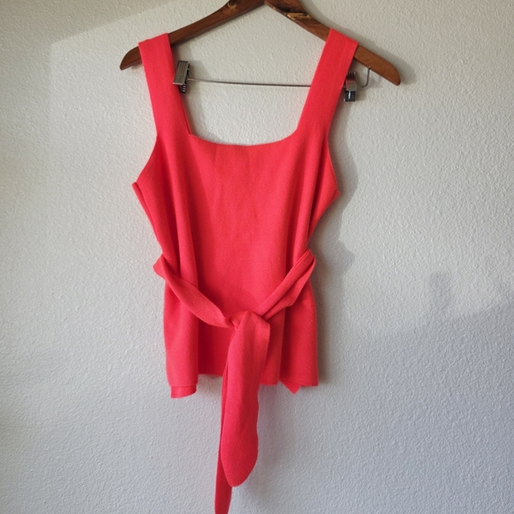 Anthropologie Harloe Belted Knit Top Bright Orange MEDIUM - Picture 2 of 11